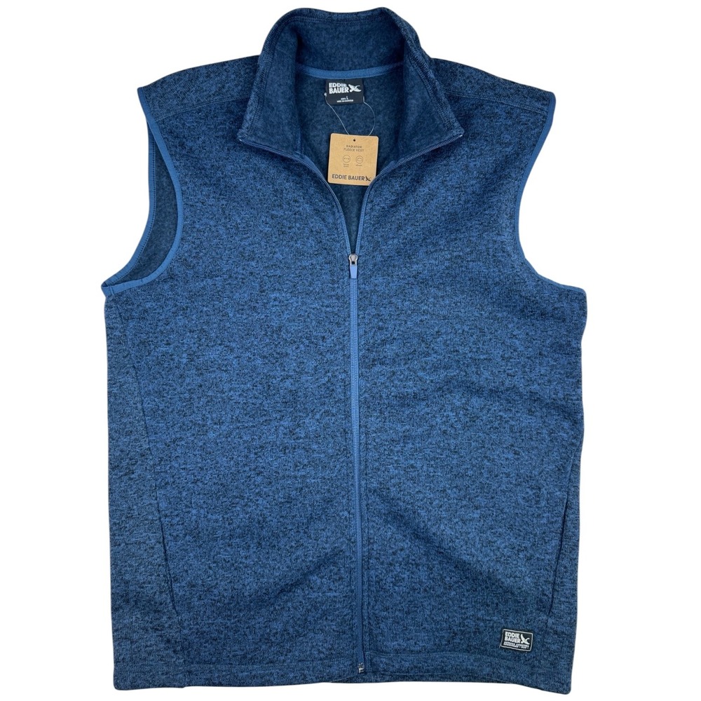Eddie Bauer Mens Radiator Fleece Vest 3.0 Dusk Blue Marled Full Zip Large NEW